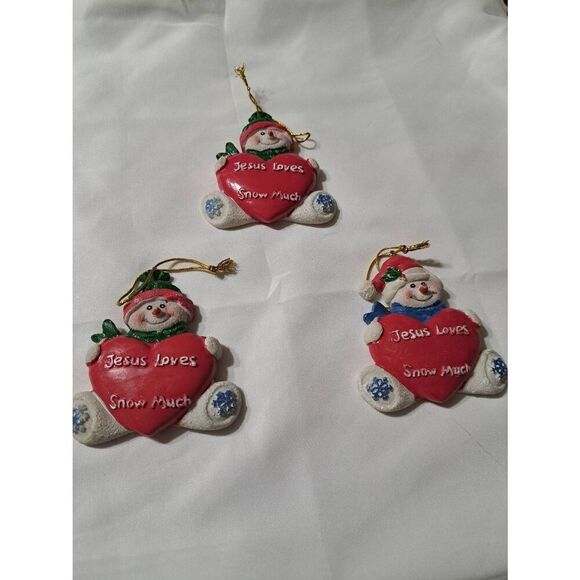 5 Christmas Holiday Tree Ornaments Personalize With Your Name Snowmen Jesus - Picture 3 of 3